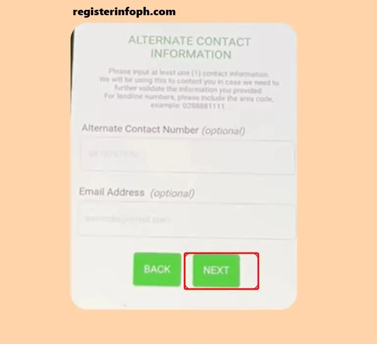 Include alternate contact info optional