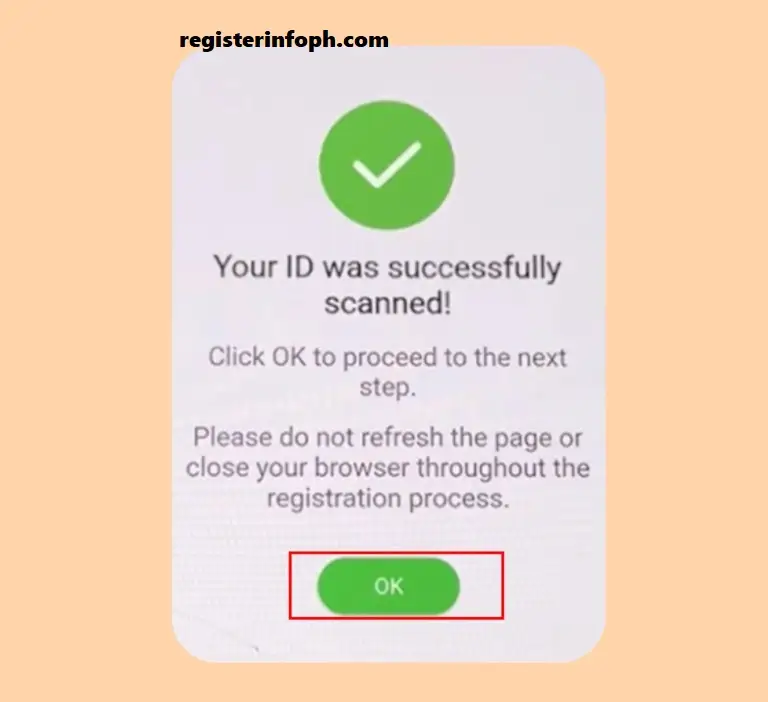 Tap OK to continue forward